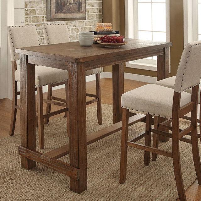 Sania CM3324BT Oak Rustic Bar Table By Furniture Of America - sofafair.com
