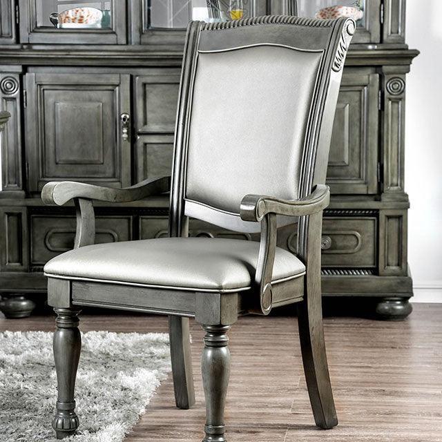 Alpena CM3350GY-AC-2PK Gray/Silver Transitional Arm Chair (2/Ctn) By Furniture Of America - sofafair.com