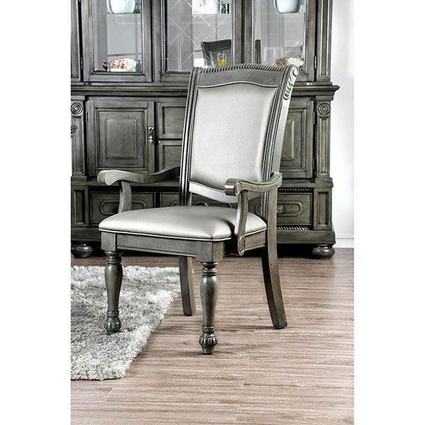 Alpena CM3350GY-AC-2PK Gray/Silver Transitional Arm Chair (2/Ctn) By Furniture Of America - sofafair.com