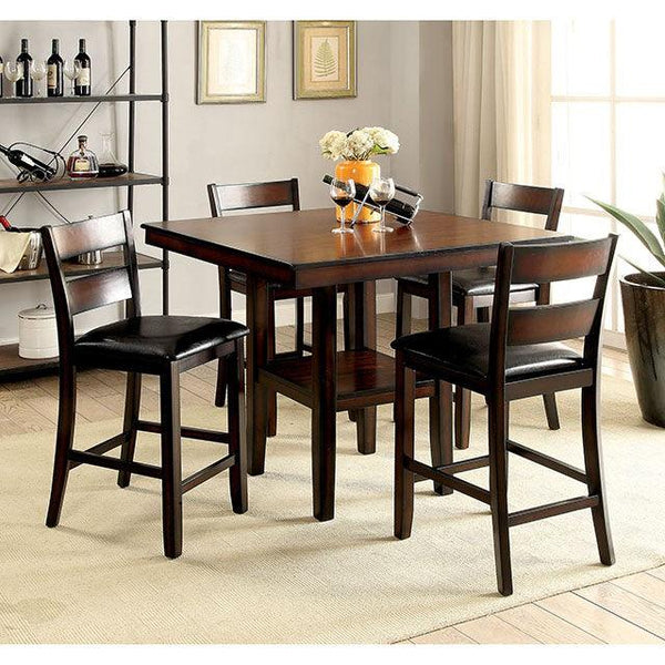 Norah CM3351PT-5PK Antique Brown Cherry Transitional 5 PC. Counter Ht. Table Set By Furniture Of America - sofafair.com
