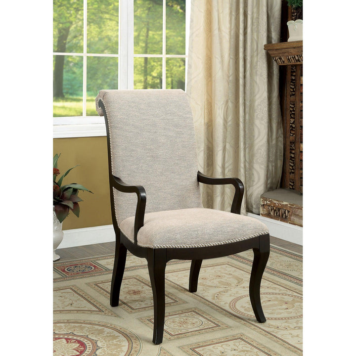 Ornette CM3353AC-2PK Espresso/Beige Transitional Arm Chair (2/Box) By Furniture Of America - sofafair.com