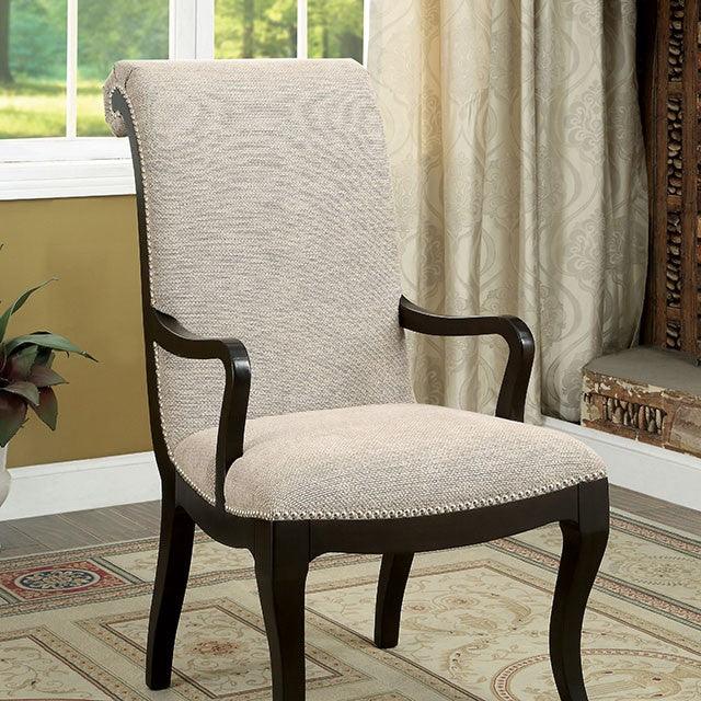 Ornette CM3353AC-2PK Espresso/Beige Transitional Arm Chair (2/Box) By Furniture Of America - sofafair.com
