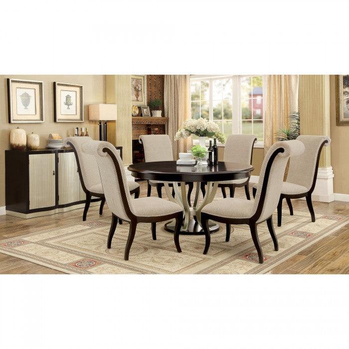 Ornette CM3353RT Espresso/Champagne Transitional Round Dining Table By furniture of america - sofafair.com
