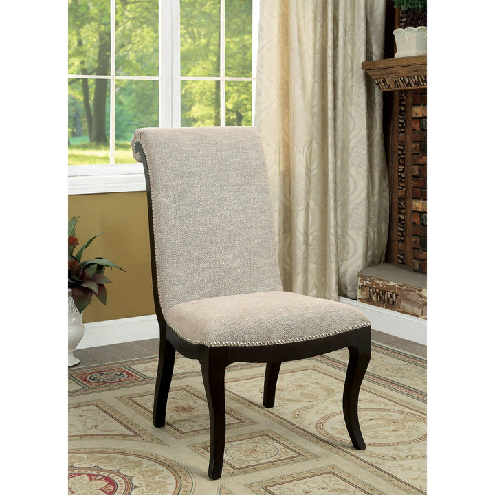 Ornette CM3353SC-2PK Espresso/Beige Transitional Side Chair (2/Box) By Furniture Of America - sofafair.com
