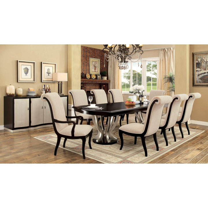 Ornette CM3353T Espresso/Champagne Transitional Dining Table By Furniture Of America - sofafair.com
