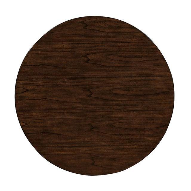 Abelone CM3354RT Walnut/Gray Rustic Round Dining Table By Furniture Of America - sofafair.com