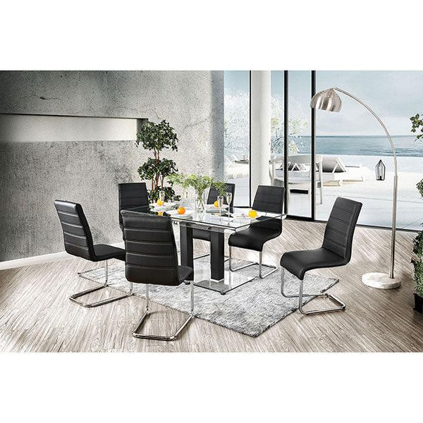 Richfield CM3362BK-T Black/Chrome Contemporary Dining Table By Furniture Of America - sofafair.com