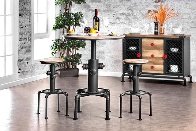 Foskey CM3367BT Antique Black/Natural Tone Industrial Bar Table By Furniture Of America - sofafair.com