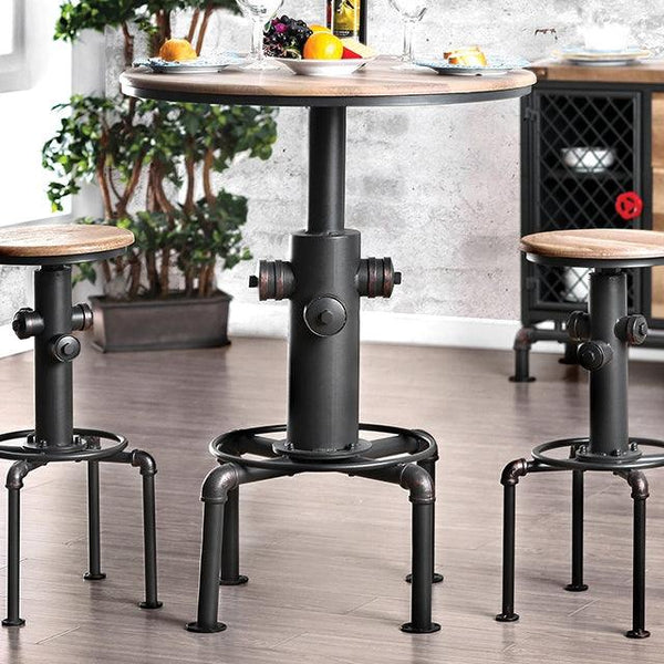 Foskey CM3367BT Antique Black/Natural Tone Industrial Bar Table By Furniture Of America - sofafair.com