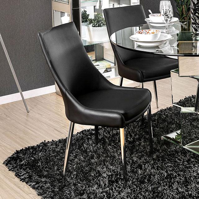 Izzy CM3384BK-SC-2PK Silver/Black Contemporary Side Chair (2/Ctn) By Furniture Of America - sofafair.com