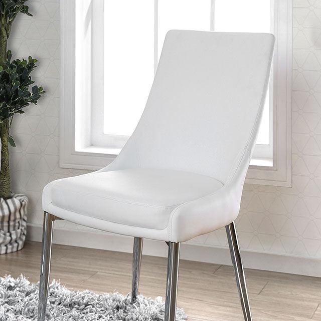 Izzy CM3384WH-SC-2PK Silver/White Contemporary Side Chair (2/Ctn) By Furniture Of America - sofafair.com