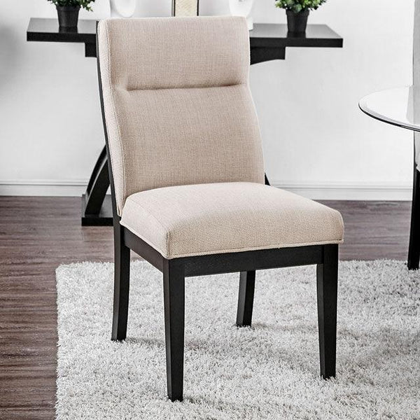 Jasmin CM3393SC-2PK Black/Beige Contemporary Side Chair (2/Ctn) By Furniture Of America - sofafair.com