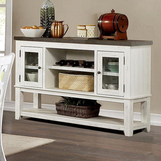 Auletta CM3417GY-SV Distressed White/Gray Rustic Server By Furniture Of America - sofafair.com