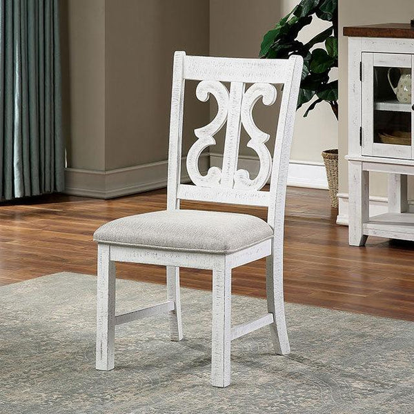 Auletta CM3417SC-2PK Distressed White/Gray Rustic Side Chair (2/CTN) By Furniture Of America - sofafair.com