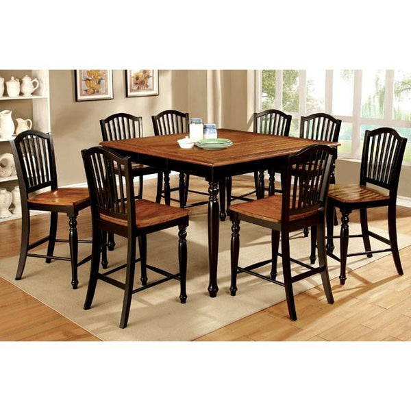 Mayville CM3431PT Black/Antique Oak Cottage Counter Ht. Table By Furniture Of America - sofafair.com