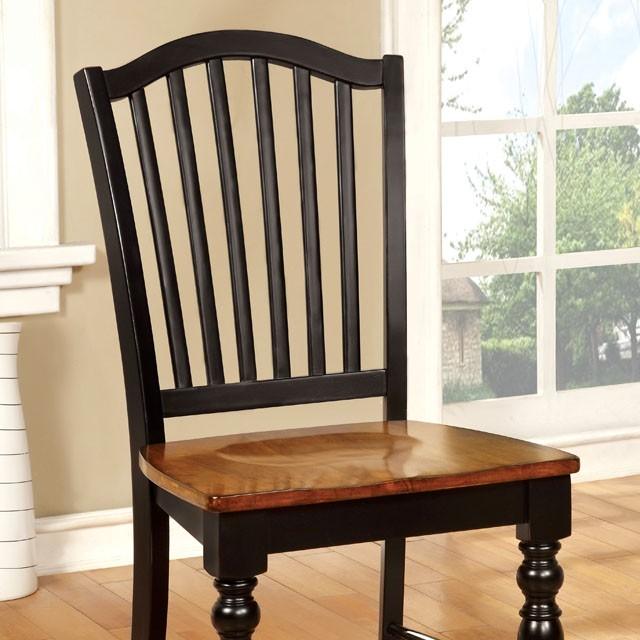 Mayville CM3431SC-2PK Black/Antique Oak Transitional Side Chair (2/Box) By Furniture Of America - sofafair.com