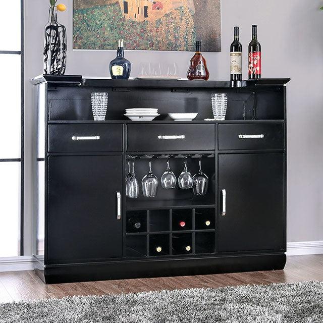 Alena CM3452BK-BT Black/Silver Transitional Bar Table By Furniture Of America - sofafair.com