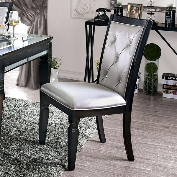 Alena CM3452BK-SC Black/Silver Transitional Side Chair (2/Ctn) By Furniture Of America - sofafair.com