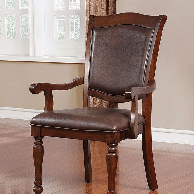 Sylvana CM3453AC-2PK Brown Cherry/Espresso Traditional Arm Chair (2/Ctn) By Furniture Of America - sofafair.com