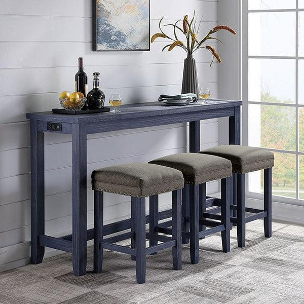 Caerleon CM3474BL-PT-4PK Antique Blue/Gray Rustic 4 Pc. Counter Ht. Set By Furniture Of America - sofafair.com