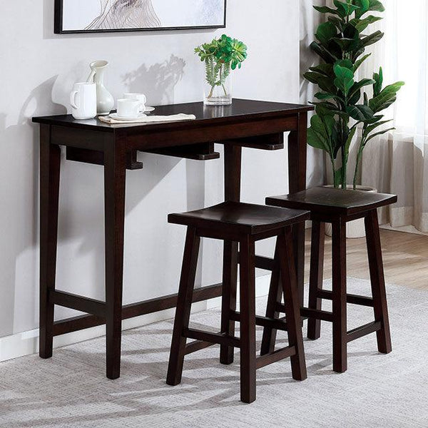 Elinor CM3475EX-PT-3PK Espresso Transitional Bar Table Set By Furniture Of America - sofafair.com