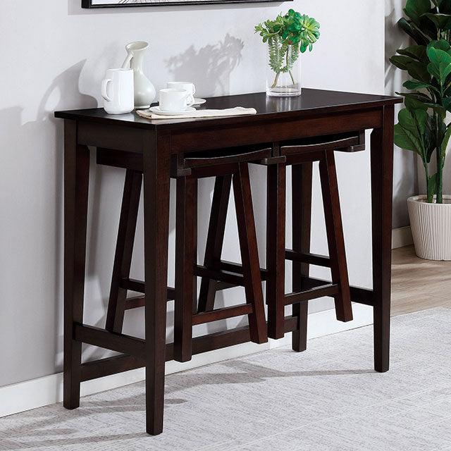 Elinor CM3475EX-PT-3PK Espresso Transitional Bar Table Set By Furniture Of America - sofafair.com