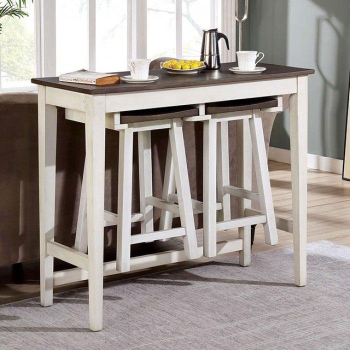 Elinor CM3475WH-PT-3PK White/Gray Transitional Bar Table Set By furniture of america - sofafair.com