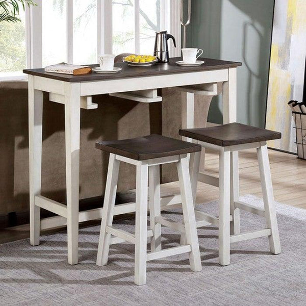 Elinor CM3475WH-PT-3PK White/Gray Transitional Bar Table Set By furniture of america - sofafair.com