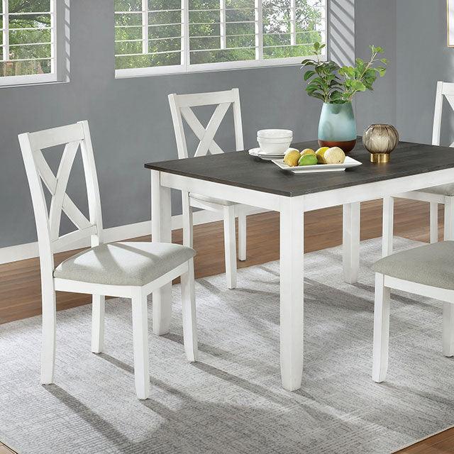 Anya CM3476WH-T-5PK Distressed White/Distressed Gray Rustic 5 Pc. Dining Table Set By Furniture Of America - sofafair.com