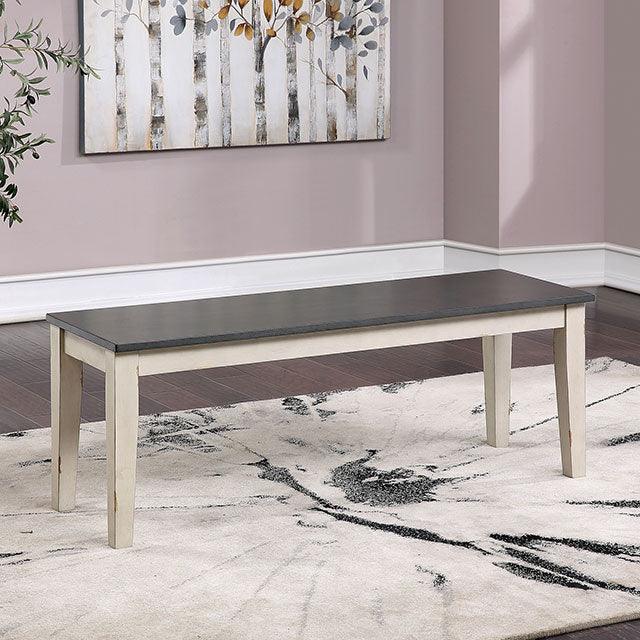 Frances CM3478WH-BN Antique White/Gray Rustic Bench By Furniture Of America - sofafair.com