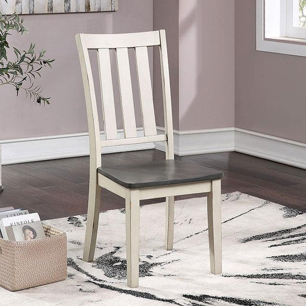 Frances CM3478WH-SC-2PK Antique White/Gray Rustic Side Chair (2/CTN) By Furniture Of America - sofafair.com