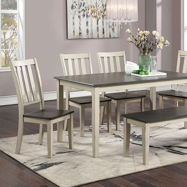 Frances CM3478WH-T Antique White/Gray Rustic Dining Table By Furniture Of America - sofafair.com