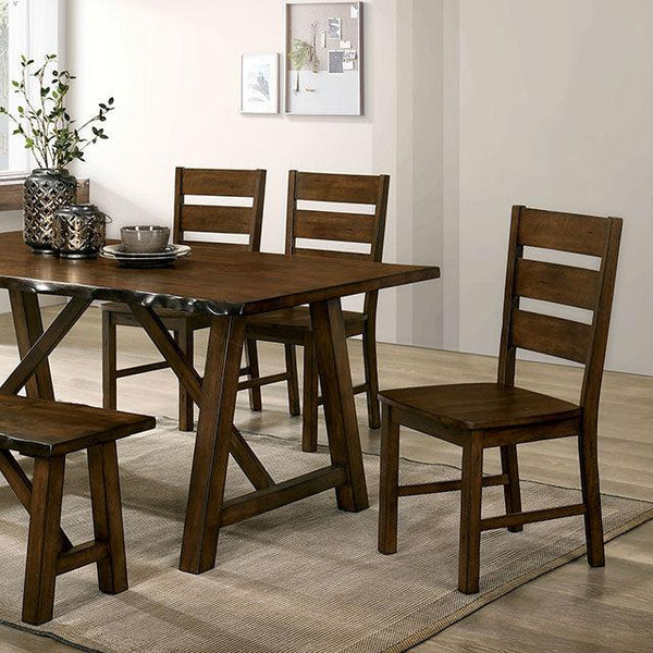 Mapleton CM3484T Walnut Rustic Dining Table By Furniture Of America - sofafair.com