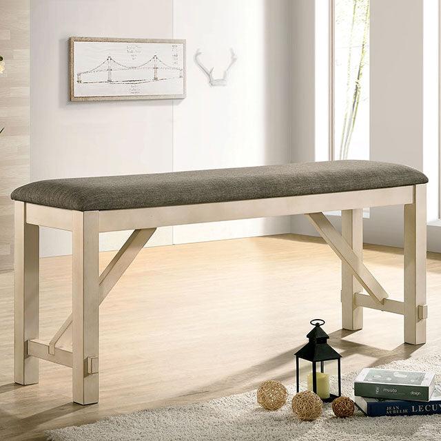Jamestown CM3487PBN Ivory/Gray Rustic Counter Ht. Bench By Furniture Of America - sofafair.com