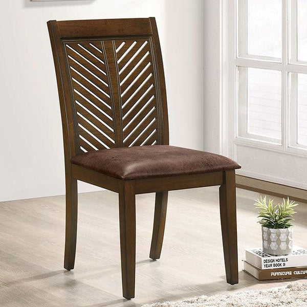 Garnett CM3490SC-2PK Walnut/Brown Transitional Side Chair By Furniture Of America - sofafair.com