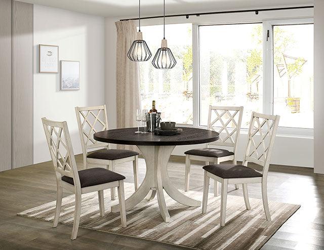 Haleigh CM3491RT Antique White/Dark Walnut Transitional Round Table By Furniture Of America - sofafair.com