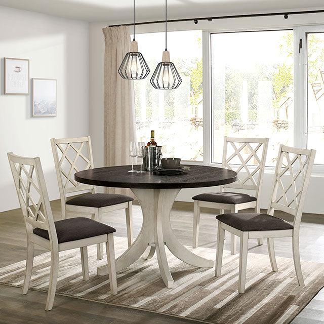 Haleigh CM3491RT Antique White/Dark Walnut Transitional Round Table By Furniture Of America - sofafair.com