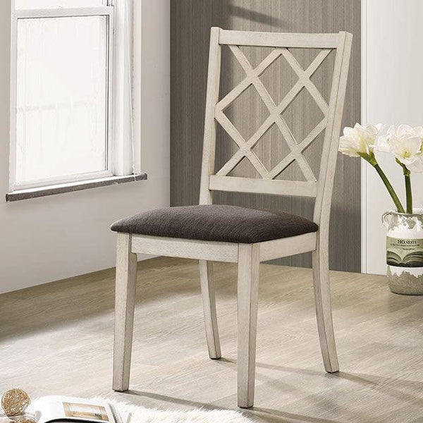 Haleigh CM3491SC-2PK Antique White/Gray Transitional Side Chair By Furniture Of America - sofafair.com