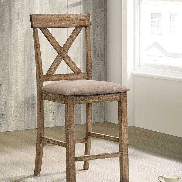 Plankinton CM3492PC-2PK Rustic Oak/Brown Rustic Counter Ht. Chair By Furniture Of America - sofafair.com