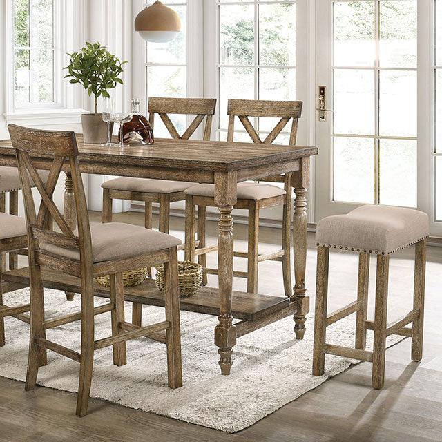 Plankinton CM3492PT Rustic Oak Rustic Counter Ht. Table By Furniture Of America - sofafair.com