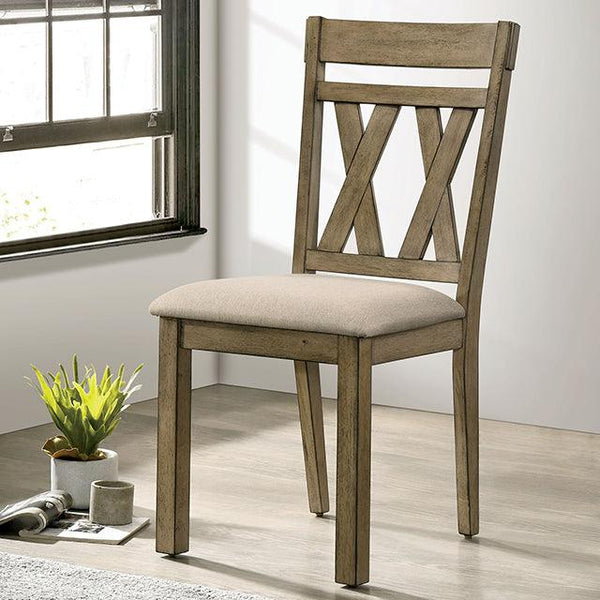 Templemore CM3514BR-SC-2PK Light Brown/Beige Rustic Side Chair (2/Box) By Furniture Of America - sofafair.com
