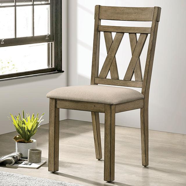 Templemore CM3514BR-SC-2PK Light Brown/Beige Rustic Side Chair (2/Box) By Furniture Of America - sofafair.com