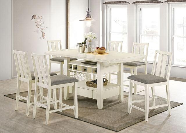 Wilsonville CM3515WH-PC-2PK Antique White/Gray Transitional Counter Ht. Chair By Furniture Of America - sofafair.com