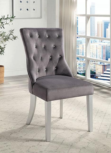 Regensdorf CM3516GY-SC-2PK Metallic Silver/Dark Gray Glam Side Chair (2/Box) By Furniture Of America - sofafair.com