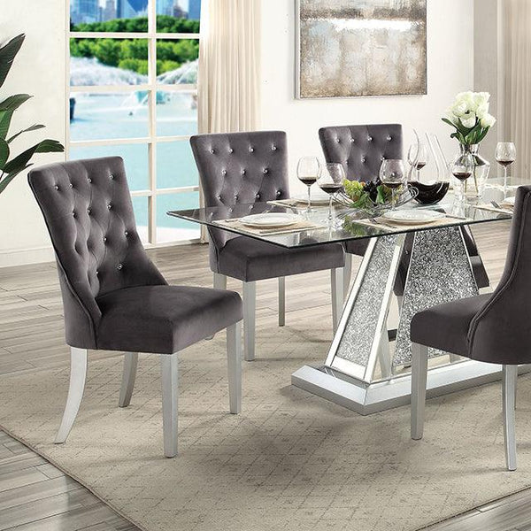 Regensdorf CM3516T Metallic Silver Glam Dining Table By Furniture Of America - sofafair.com