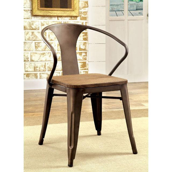 Cooper CM3529SC-2PK Dark Bronze/Dark Oak Industrial Side Chair (2/Box) By Furniture Of America - sofafair.com