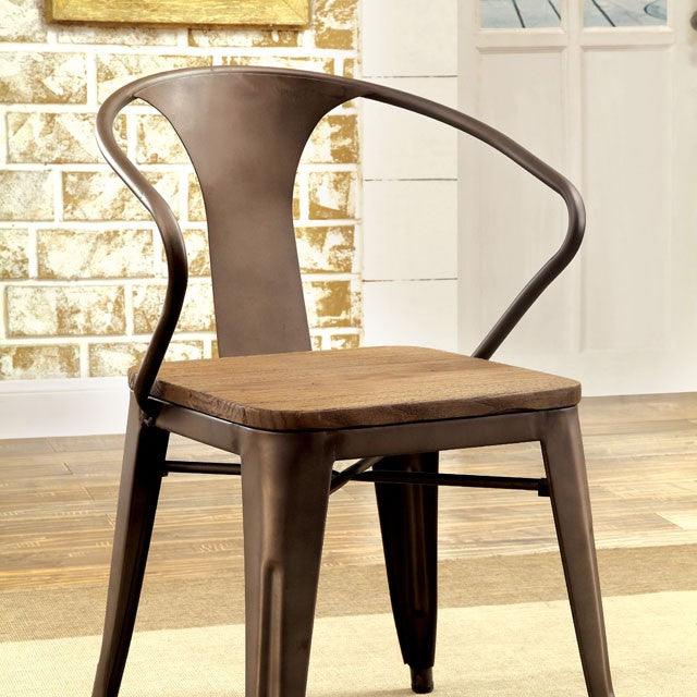 Cooper CM3529SC-2PK Dark Bronze/Dark Oak Industrial Side Chair (2/Box) By Furniture Of America - sofafair.com