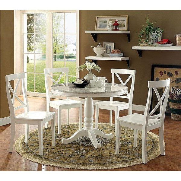Penelope CM3546RT White Transitional Round Table By Furniture Of America - sofafair.com