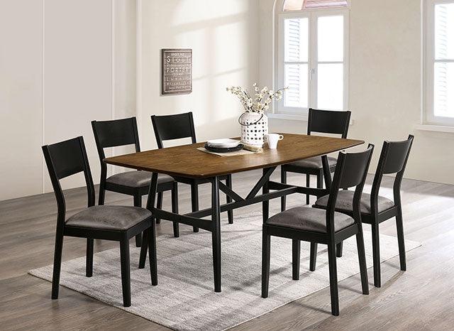 Oberwil CM3548A-T Antique Oak/Black Mid-century Modern Dining Table By Furniture Of America - sofafair.com