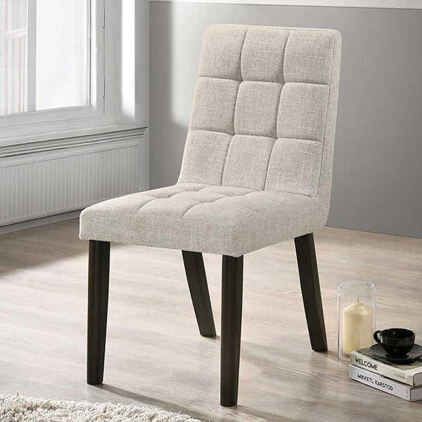 Gottingen CM3549BG-SC-2PK Dark Walnut/Beige Contemporary Chair By Furniture Of America - sofafair.com